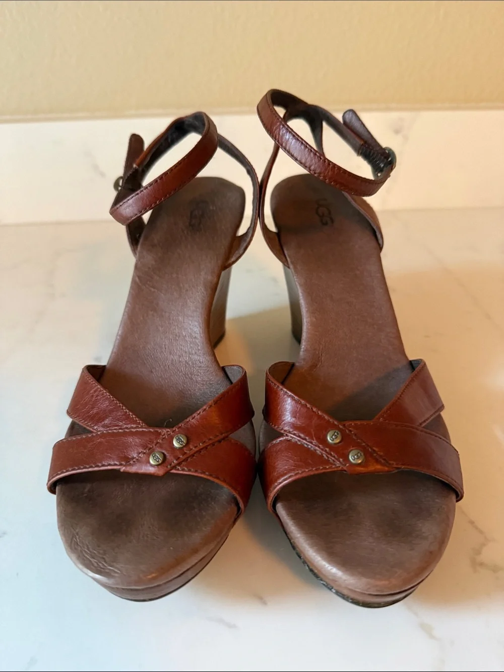 UGG Leather Wedge Sandals